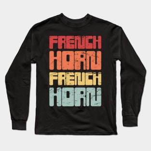 Vintage 70s FRENCH HORN Text Long Sleeve T-Shirt